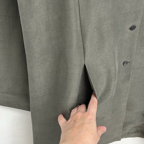 Eileen Fisher 100% Silk Long-Line Lightweight Blazer Jacket Artsy Neutral Small - Picture 9 of 11